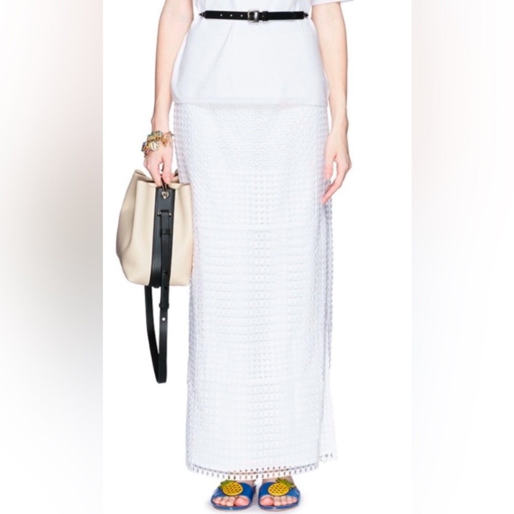 NWT Tory Burch White Maxi Pencil Skirt with Pleats for Casual Wear. $490